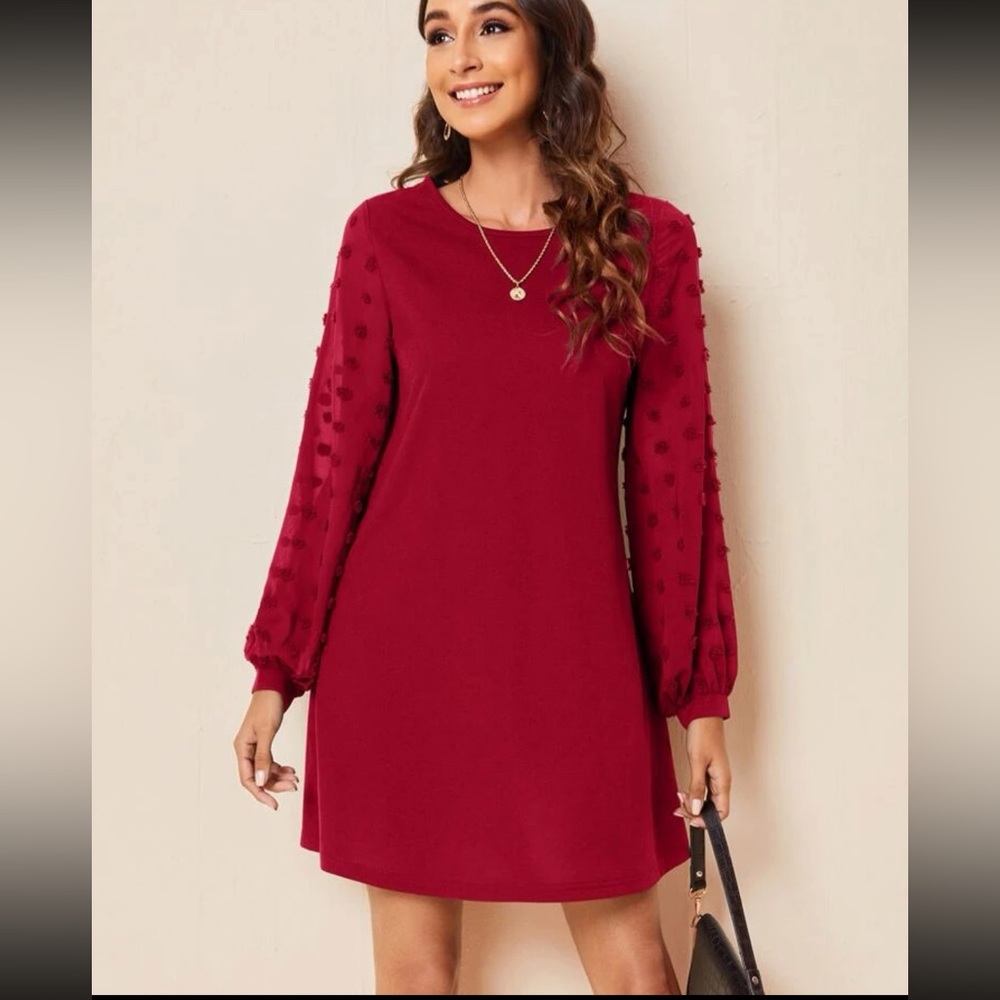 EMERY ROSE Swiss Dot Side Solid Dress